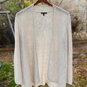 Eileen Fisher Marled "Grain" Knit Open-Front Neutral Cardigan